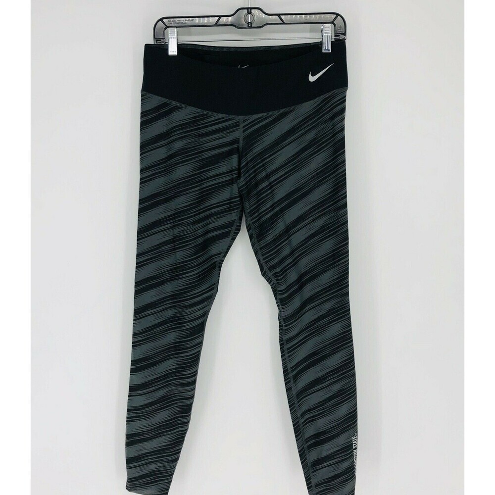 NIke Washington State Women's Grey/Black Striped Active Legging Pant Size Medium
